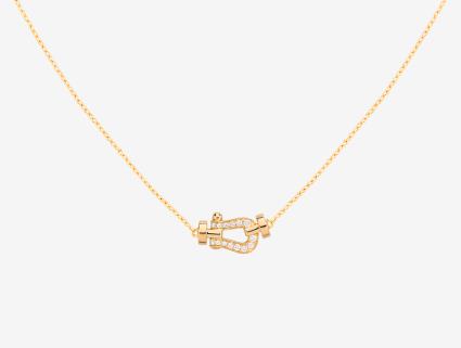 FLD-7B0280 Horseshoe Diamond Tie Chain Pendant Necklace Customer Version