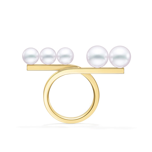TSQ-511 line cross ring, five pearls