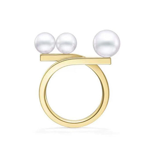 TSQ-635 line cross ring, three pearls