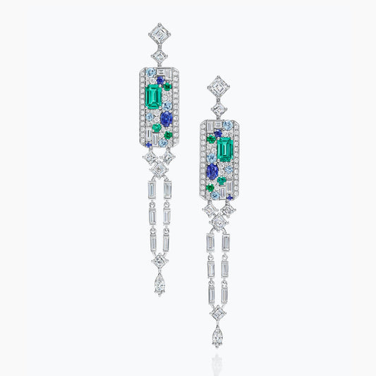 HW-CENTRALPARK square, emerald 5.5×8mm, multi-shaped stone Central Park earrings