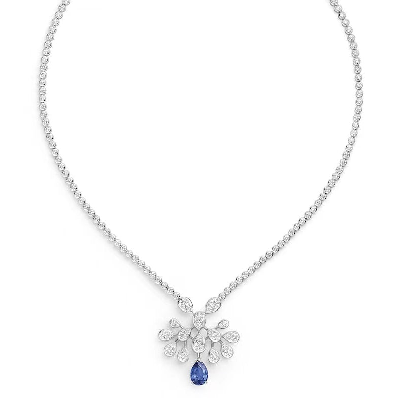 SM-146865 Water Drop Mouth Crown Necklace-Peacock Opening Tail
