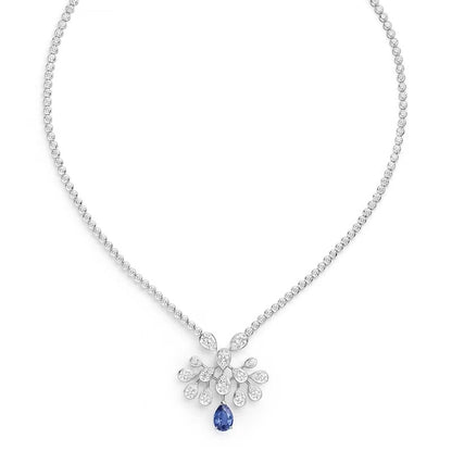 SM-146865 Water Drop Mouth Crown Necklace-Peacock Opening Tail