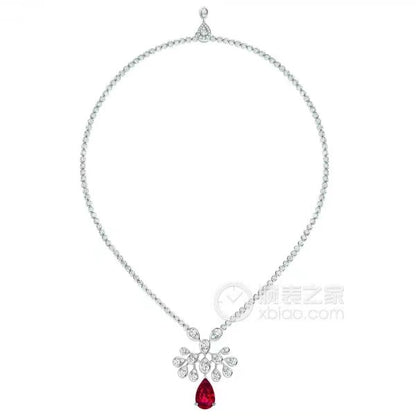 SM-146865 Water Drop Mouth Crown Necklace-Peacock Opening Tail