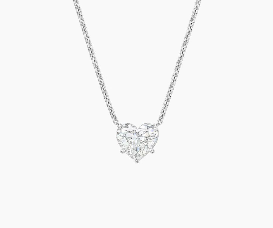 HW-PIDPHS010SI Heart Shape Diamond Tie Chain Pendant