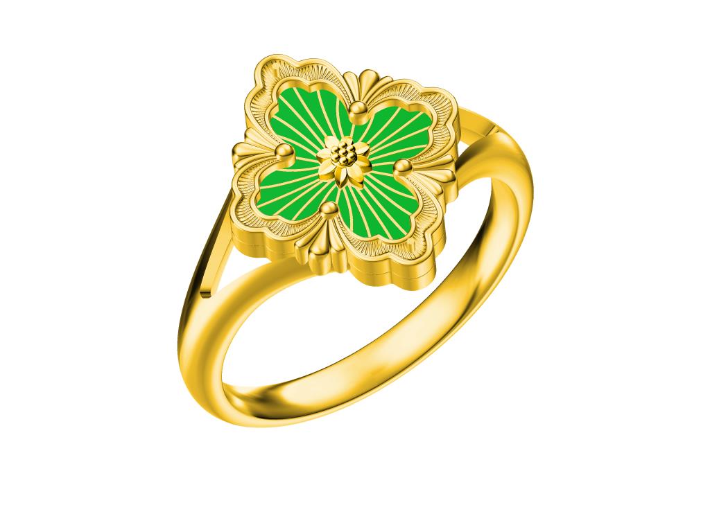 BQLT-JZ173338 small enamel four-leaf clover ring