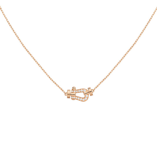 FLD-7B0280 Horseshoe Diamond Tie Chain Pendant Necklace Customer Version