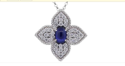 LBT-ADV777CL1139蓝宝石扭绳四叶草吊坠