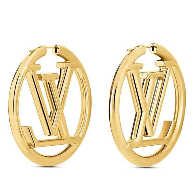 LV-M64288 letter round frame earrings