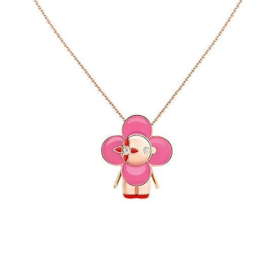 LV-Q93822 four-leaf clover flower shaped little human animal pendant