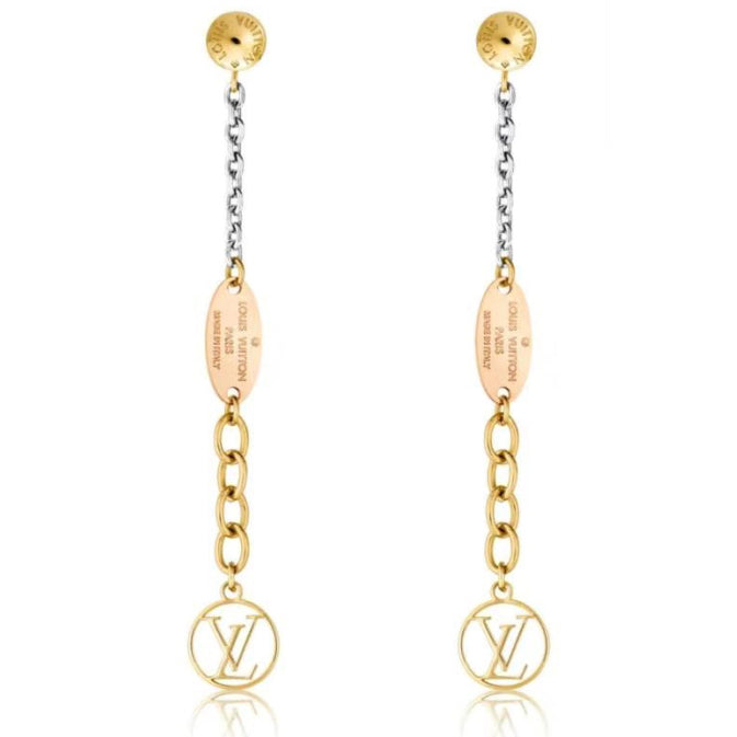 LV-M68076 three-color tassel earrings with logo print