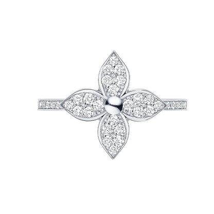 LV-Q9O55A梅花标平面满钻戒 0.3ct 12#