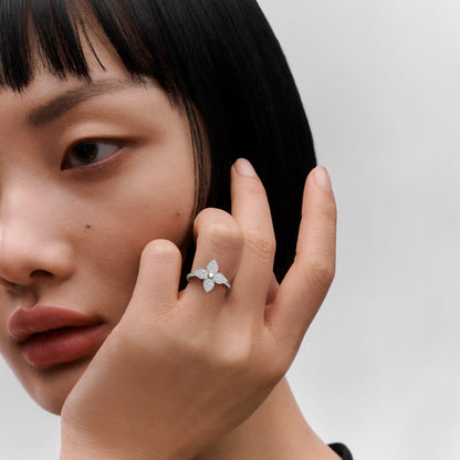 LV-Q9O55A梅花标平面满钻戒 0.3ct 12#