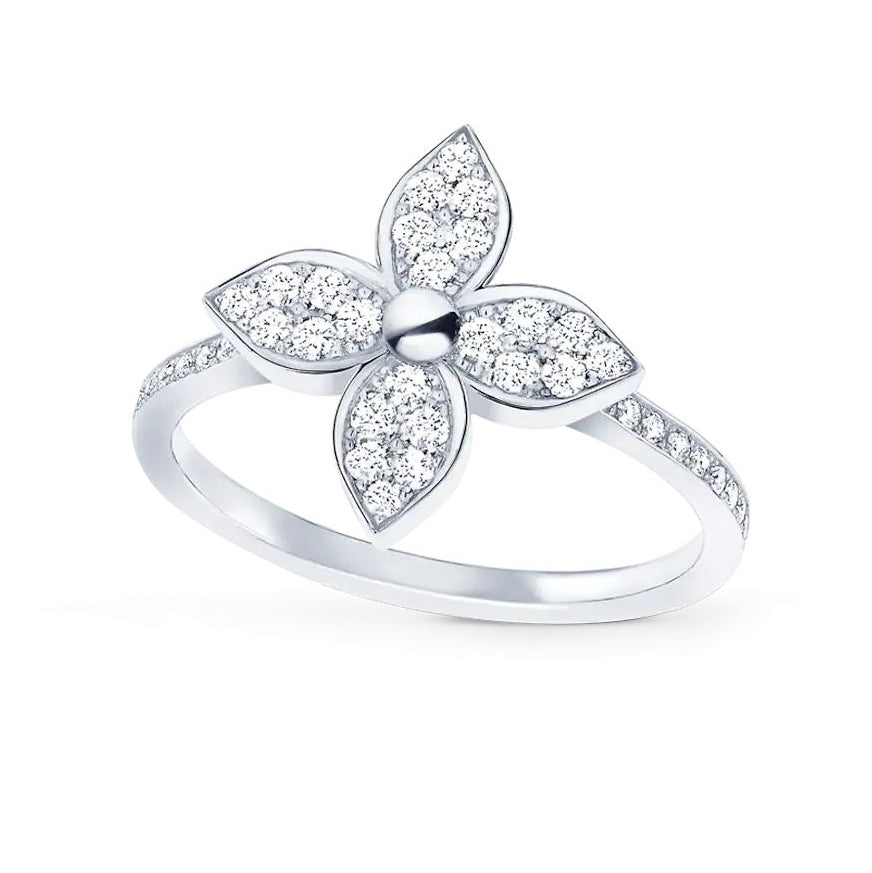 LV-Q9O55A梅花标平面满钻戒 0.3ct 12#