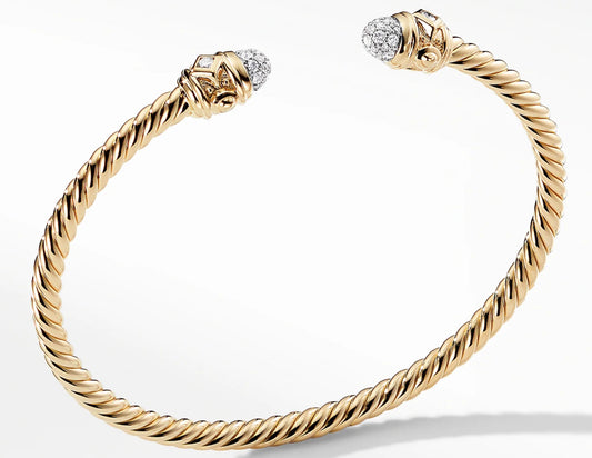 DY-4683234 color twisted rope round wave ball full diamond open bracelet