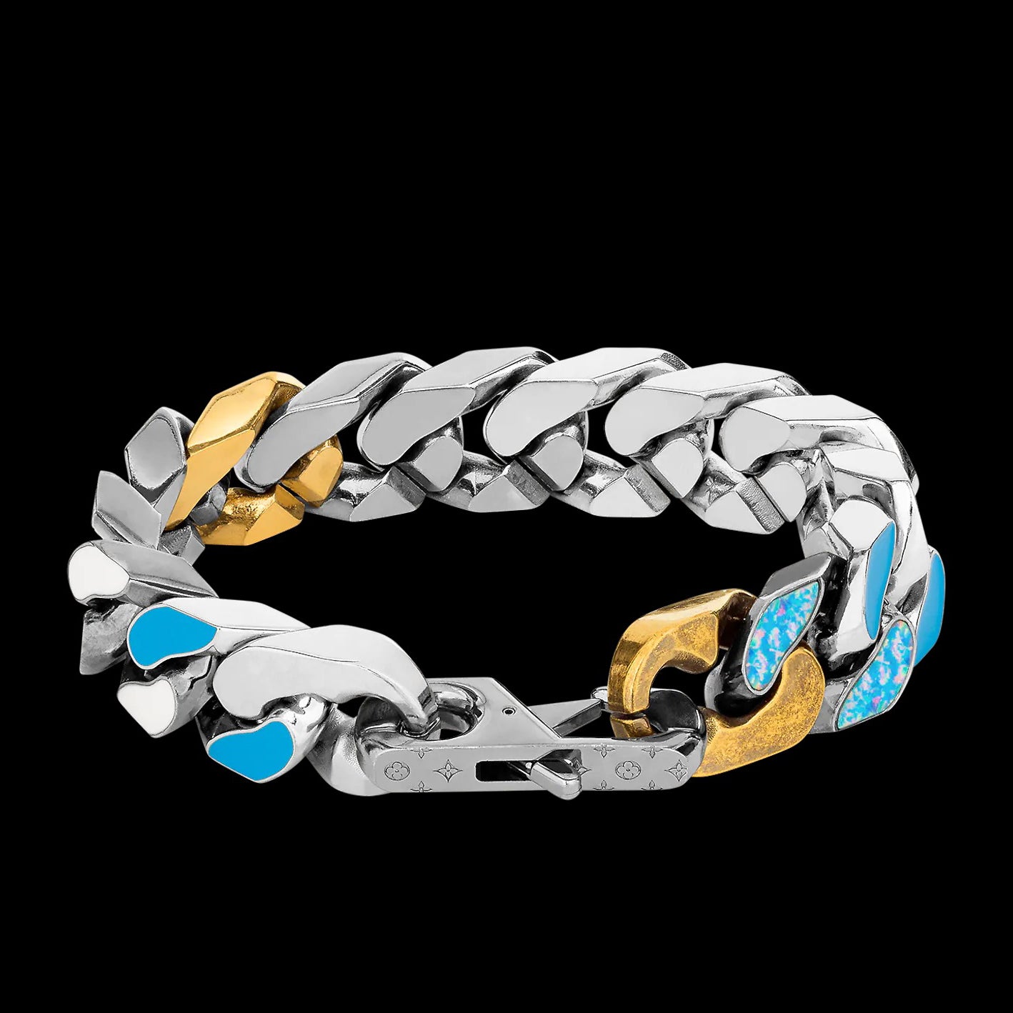 LV-M873513 blue enamel logo denim chain bracelet