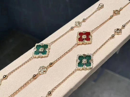 BQLT-SZ954992 small agate vintage diamond four-leaf clover bracelet