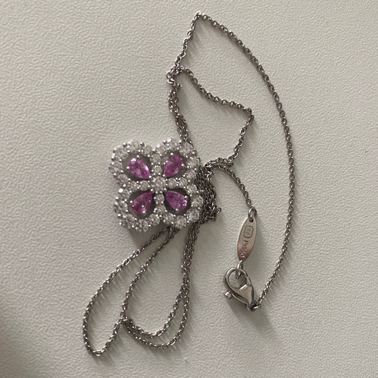 HW-PED89068 colorful treasure model 19.5mm wide stone four-leaf clover tether chain pendant guest version