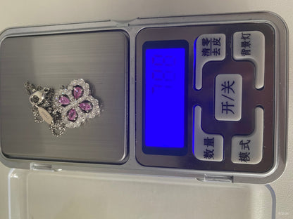 HW-PED89068彩宝款19.5mm宽围石四叶草栓链吊坠客版