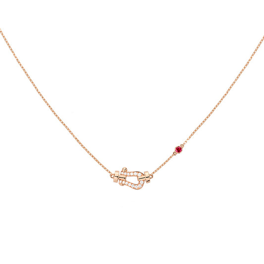 FLD-7B0289 Small Diamond Tie Chain Pendant Necklace