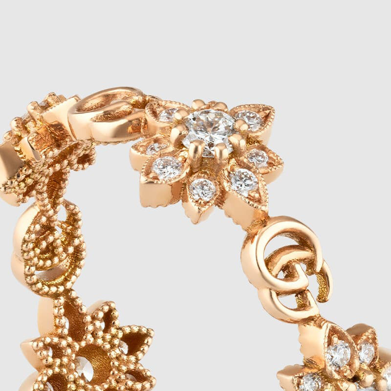 GC-702391 7mm wide letter double G flower ring