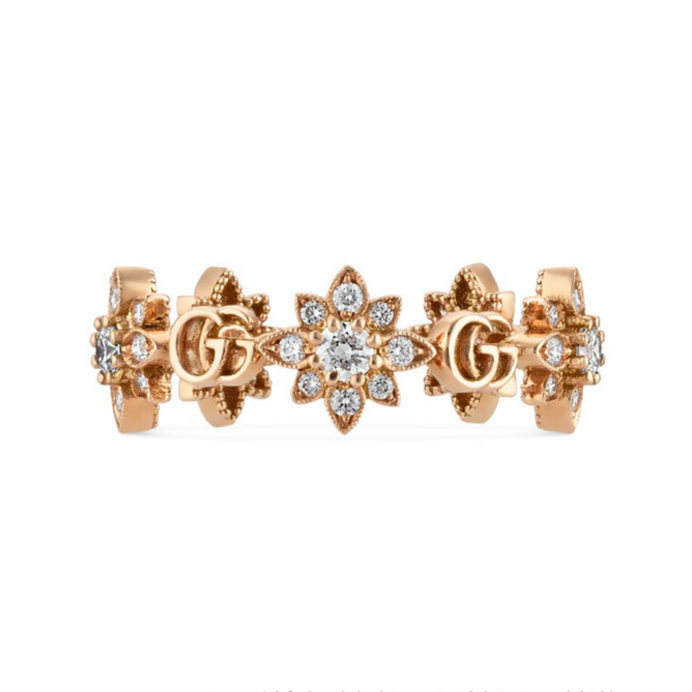 GC-702391 7mm wide letter double G flower ring