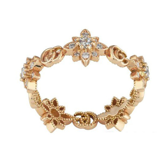 GC-702391 7mm wide letter double G flower ring