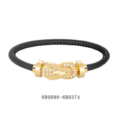 FLD-0B0100-6B1062 Large twisted rope half diamond bracelet