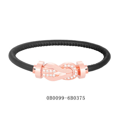 FLD-0B0100-6B1062 Large twisted rope half diamond bracelet