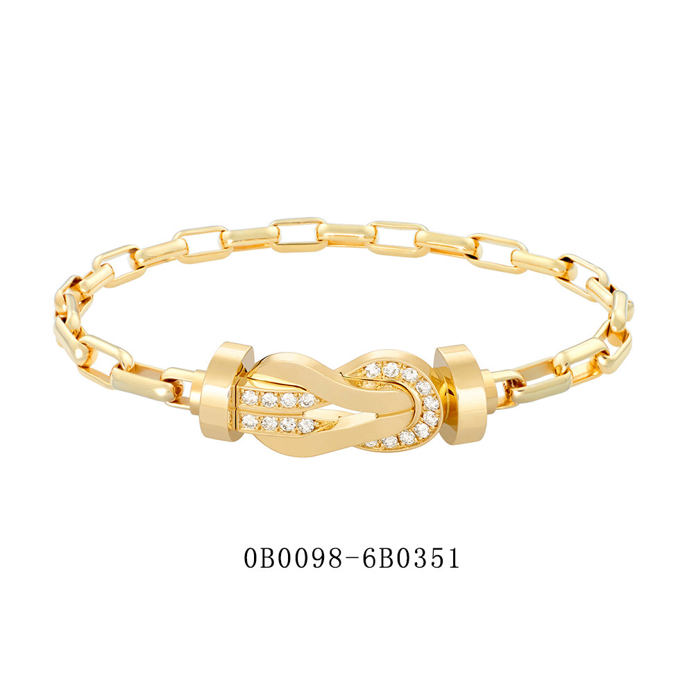 FLD-0B0098-6B0351, twisted rope style, half diamond, large size, gold chain