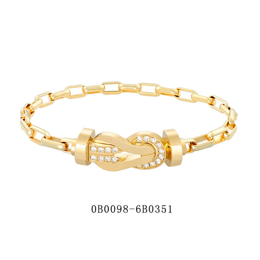 FLD-0B0098-6B0351, twisted rope style, half diamond, large size, gold chain