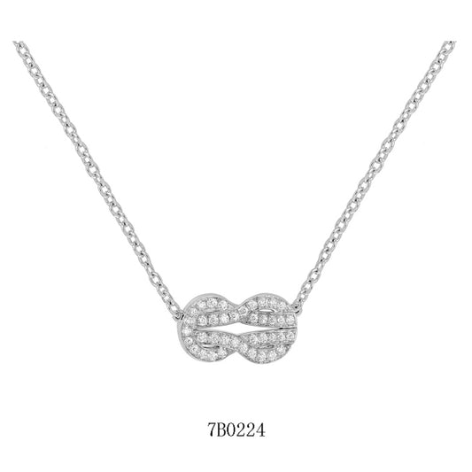 FLD-7B0224 twisted rope full diamond tether pendant necklace