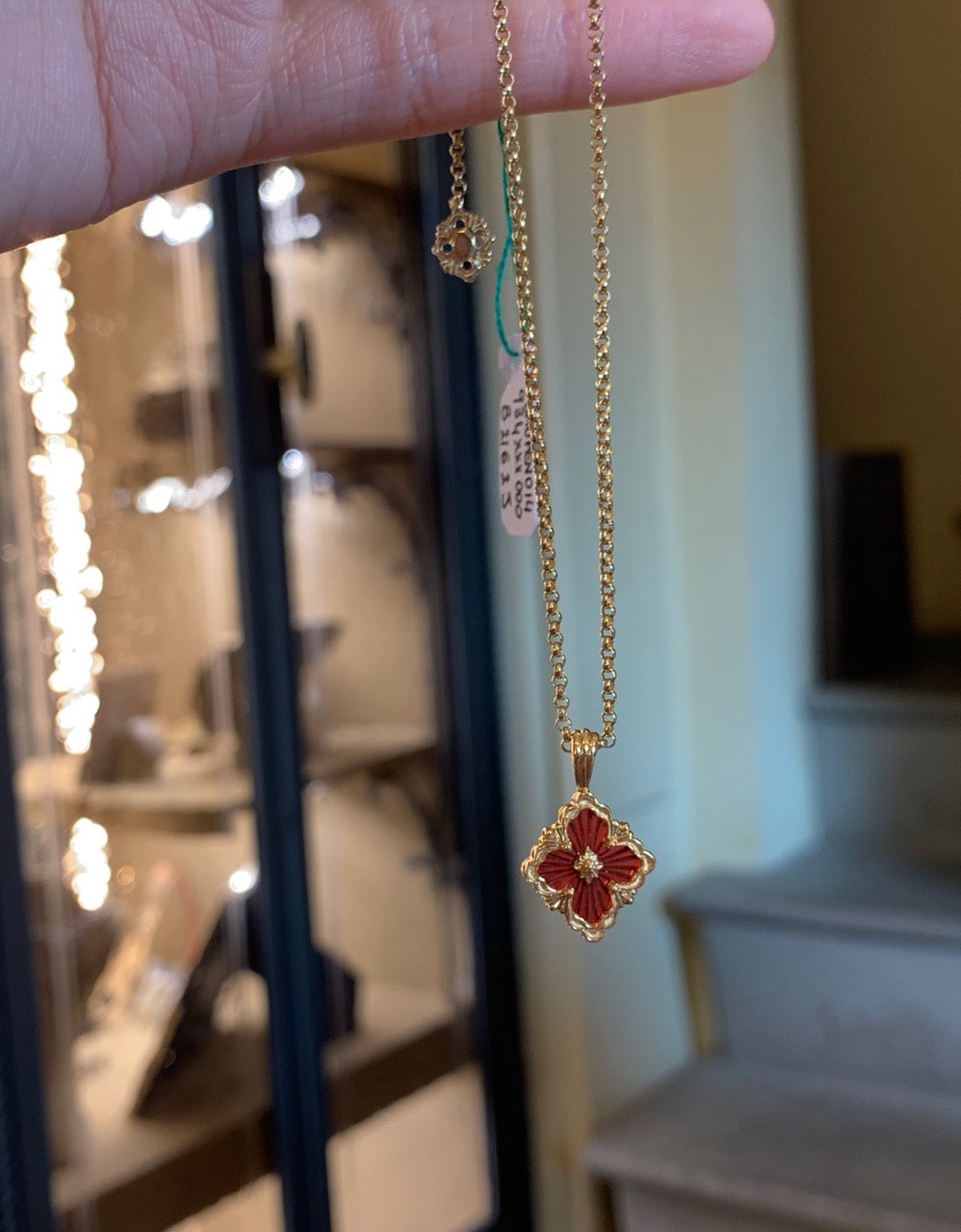 BQLT-JAUPEN014934 small gold ribbon enamel European style four-leaf clover