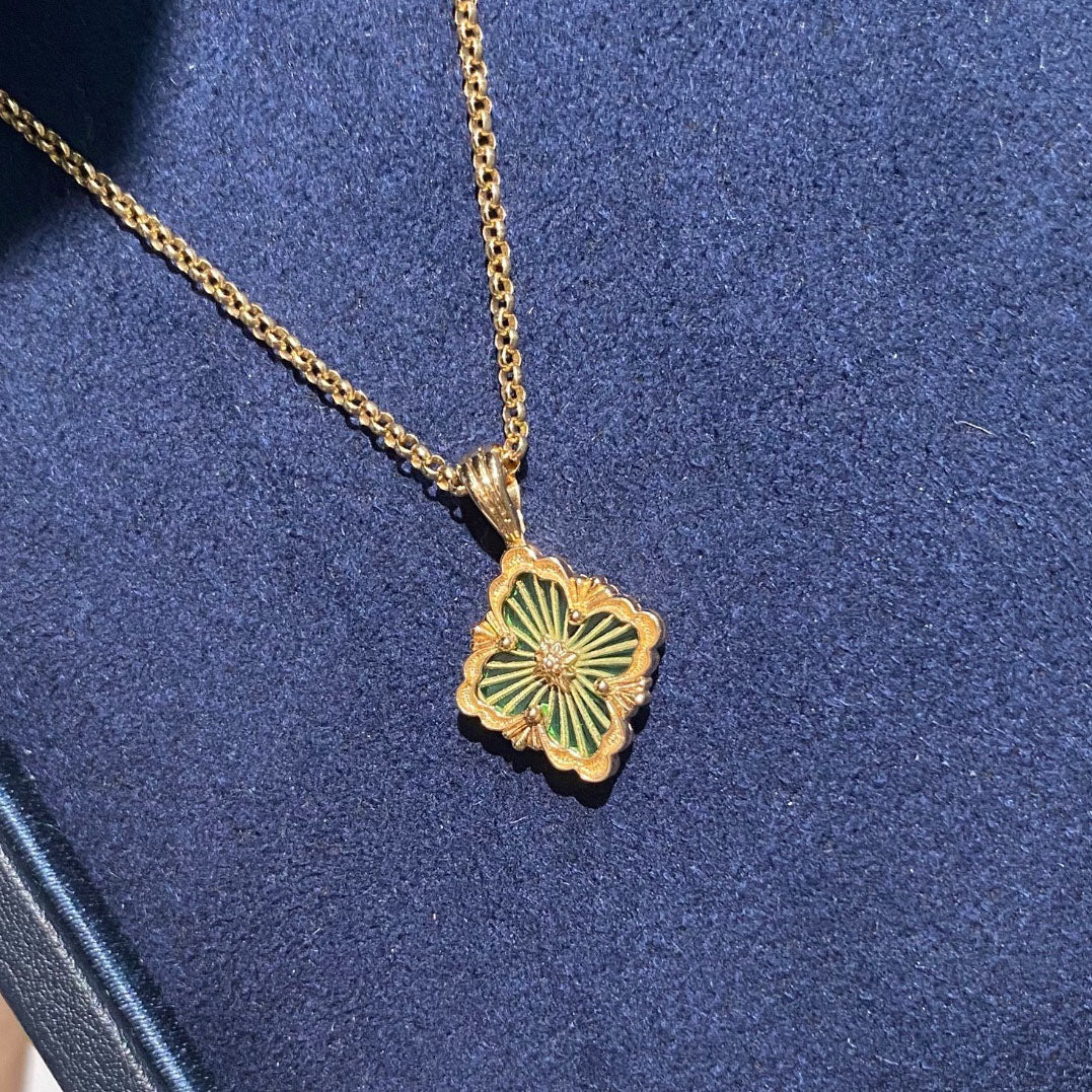 BQLT-JAUPEN014934 small gold ribbon enamel European style four-leaf clover