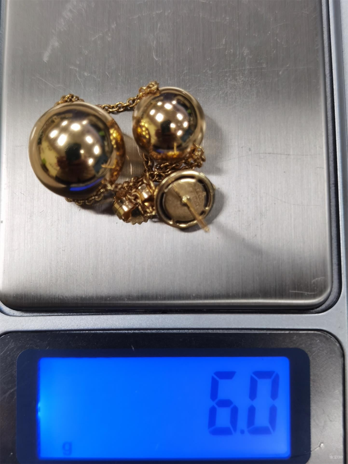 TIF86292960光金客版三重金珠圆球耳钉