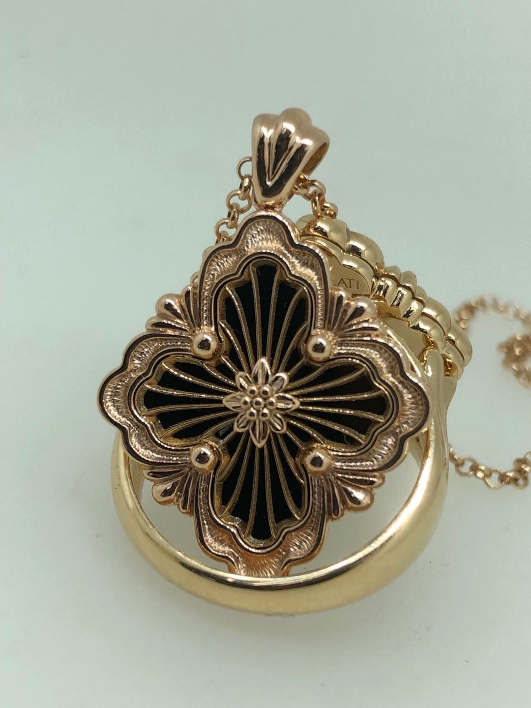 BQLT-gold agate European-style four-leaf clover pendant