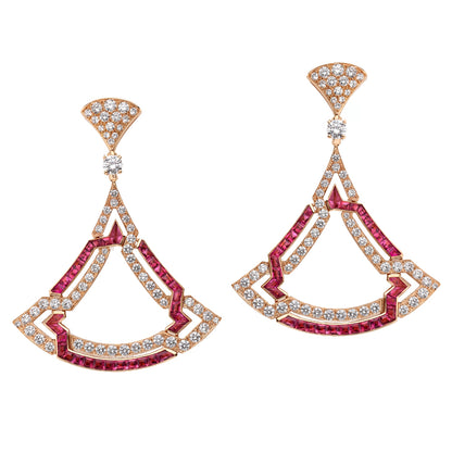 BGL-261840 full diamond double fan-shaped hollow fan skirt earrings