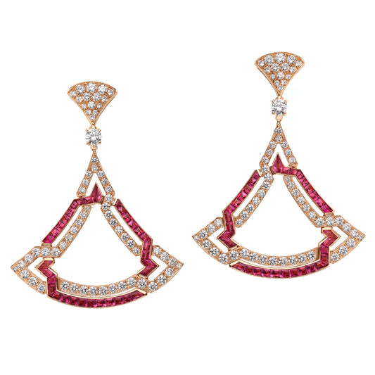 BGL-261840 full diamond double fan-shaped hollow fan skirt earrings