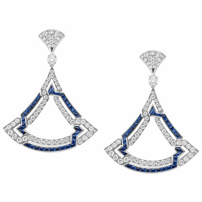BGL-261840 full diamond double fan-shaped hollow fan skirt earrings