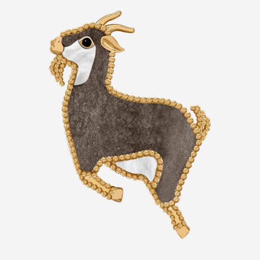 VCA58412 Beaded Jumping Goat Brooch