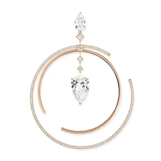 MSK-Hoop earrings with drop diamonds 10.5x15.5mm