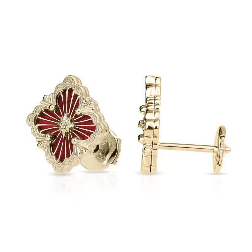 BQLT-JAUEAR017813 Ribbon Enamel Stud Earrings 14X12.5 European Style Four-leaf Clover