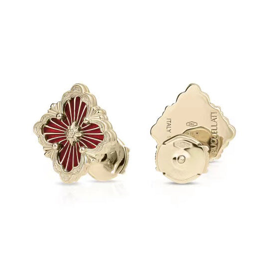 BQLT-JAUEAR017813 Ribbon Enamel Stud Earrings 14X12.5 European Style Four-leaf Clover