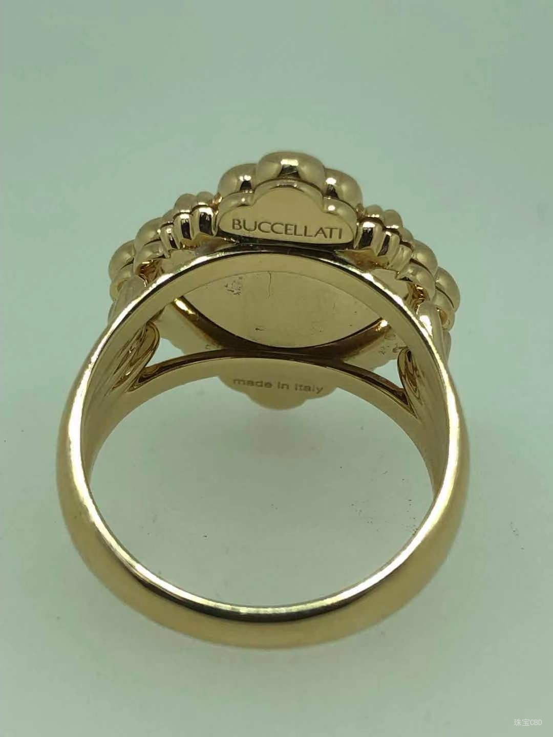 BQLT-JZ989905 European style four-leaf clover middle ribbon enamel light gold ring guest version