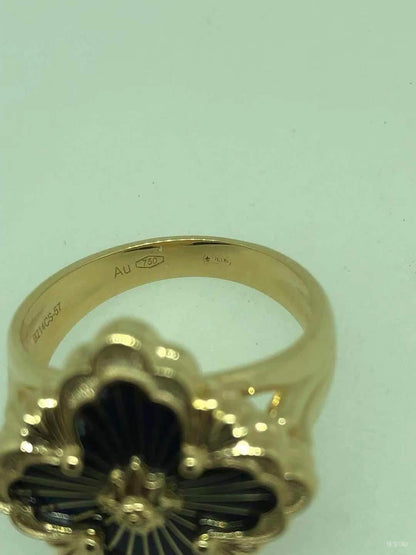BQLT-JZ989905 European style four-leaf clover middle ribbon enamel light gold ring guest version