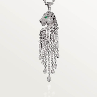 KDY-H7000546 side hanging chain leopard head large necklace with horizontal and vertical buckles