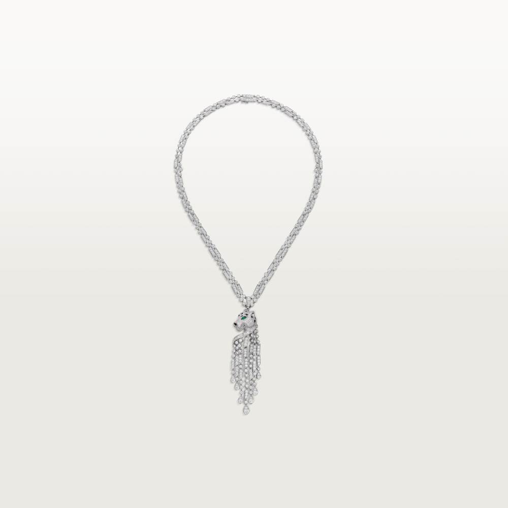 KDY-H7000546 side hanging chain leopard head large necklace with horizontal and vertical buckles