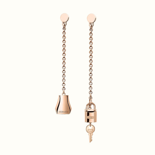 AMS-H220551B light gold key lock earrings