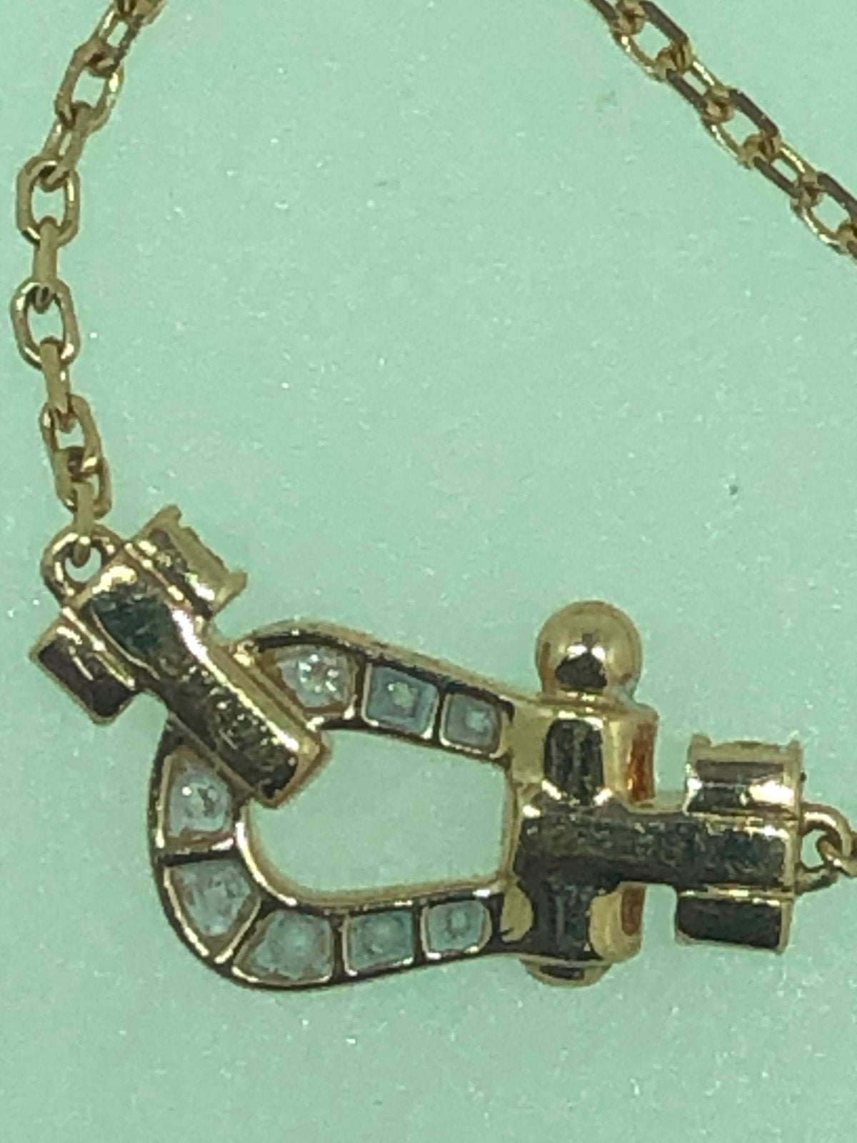 FLD-7B0191 Small diamond horseshoe chain pendant necklace