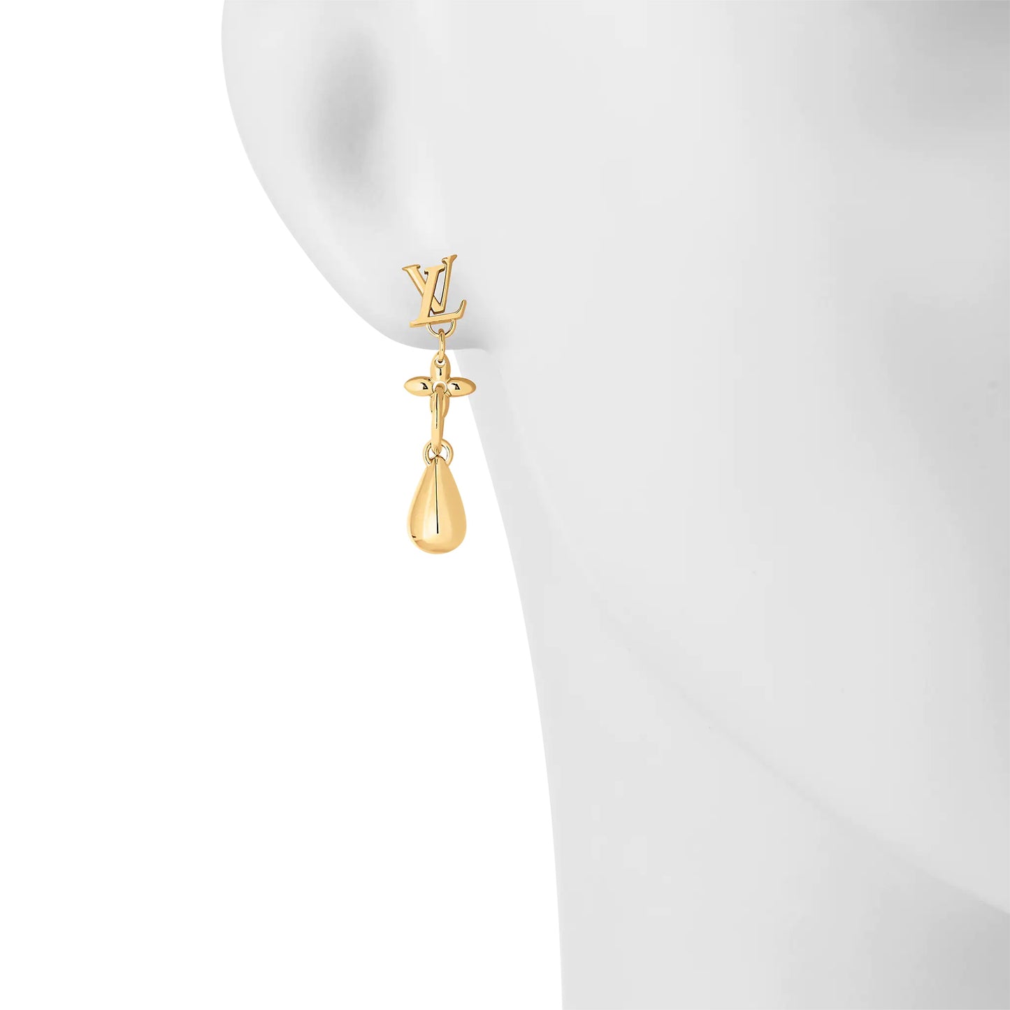 LV-M00771 Light Gold LOGO Plum Blossom Drop Shape Combination Earrings and Studs
