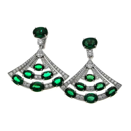 BGL-585264 fan-shaped colorful treasure earrings fan skirt earrings
